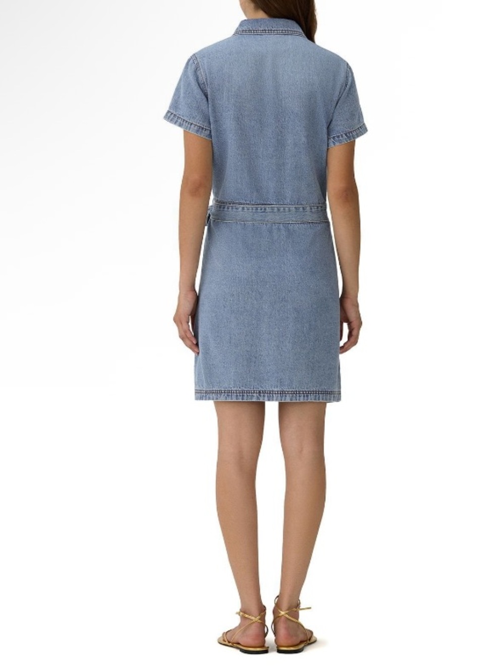 Frye Light Wash Denim Shirt Dress with Tie Waist Size XL - Picture 4 of 6